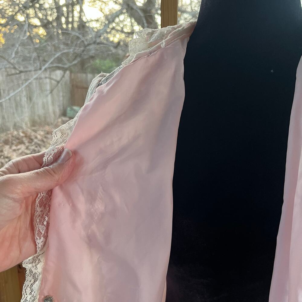 Odette Barsa Women's Vintage Peignoir Pink Lace Robe Dressing Gown Size S - Picture 7 of 11